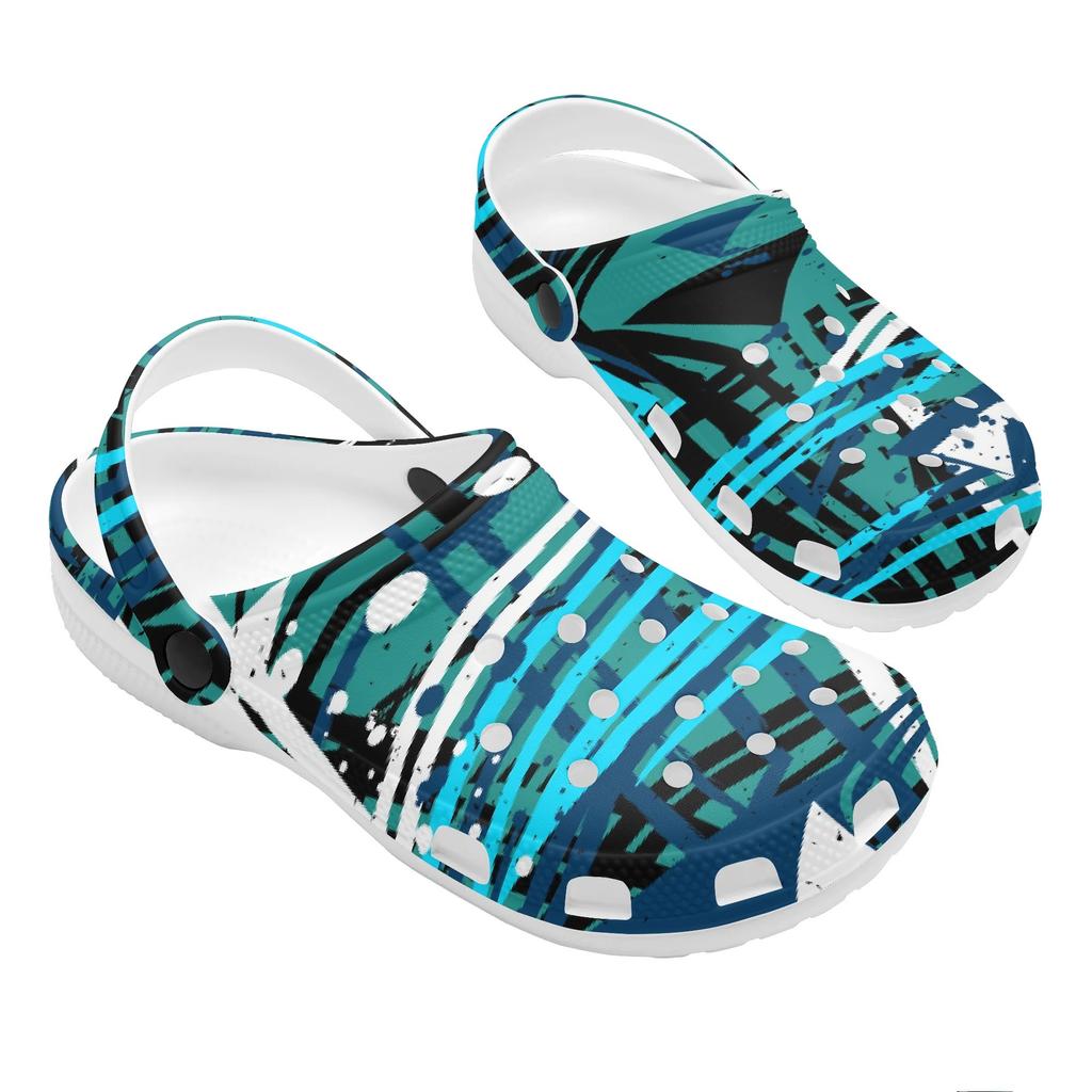 Printed White EVA Clogs for Women Men Lightweight Breathable Slip On Garden Shoes Summer Beach Pool Bathroom Sandals Daily Wear