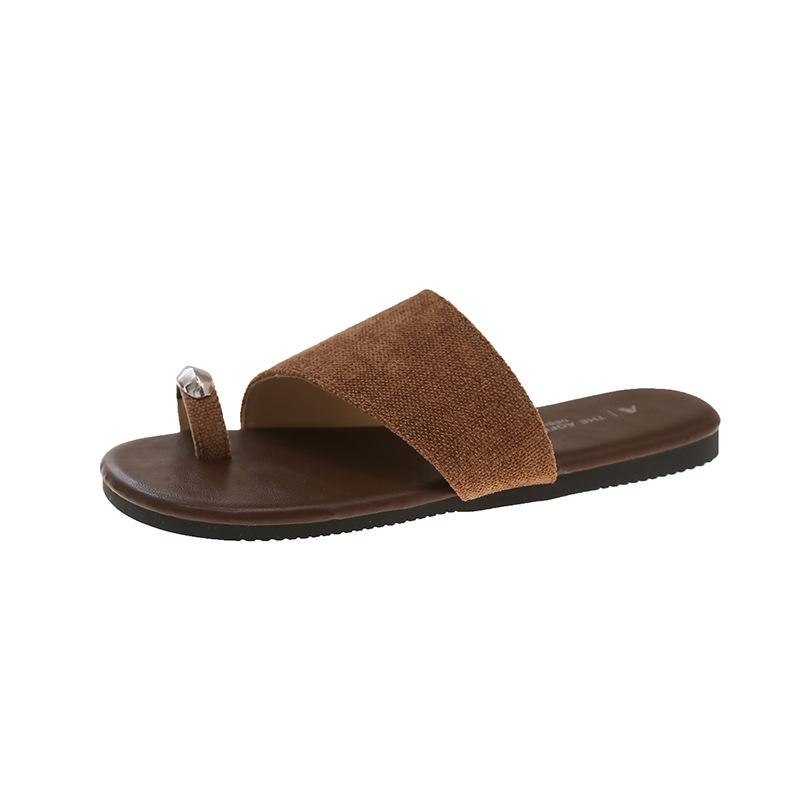 

Seaside vacation beach casual slippers women s summer new woven cover toe retro soft bottom outside sandals 40 хакі