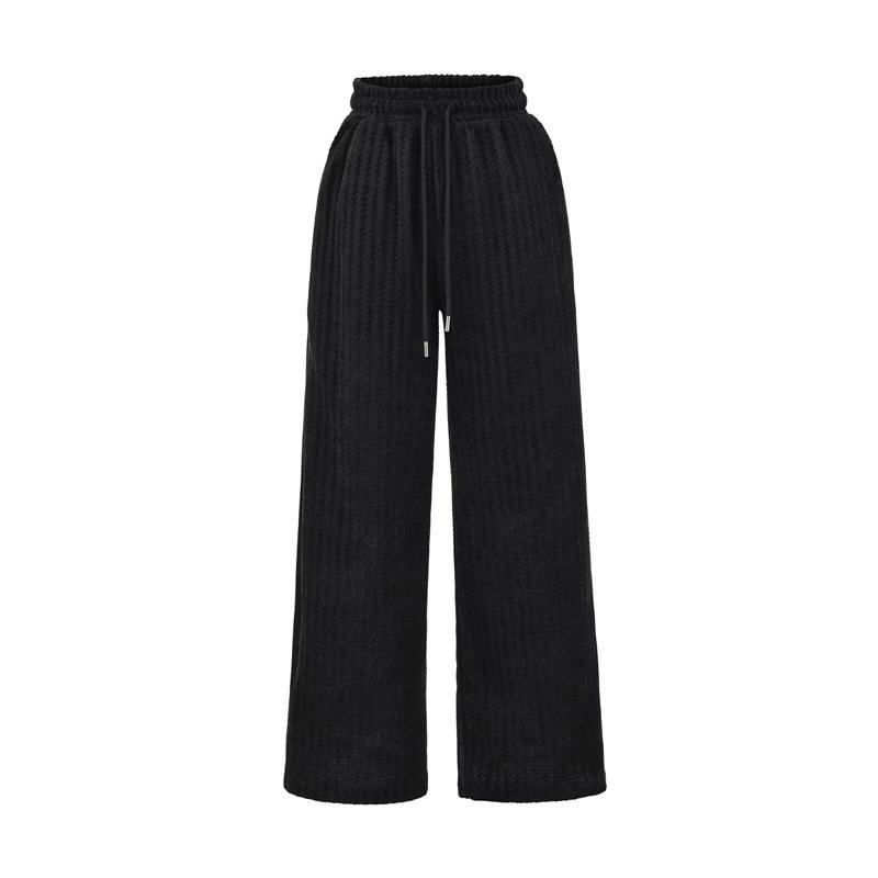

Korean Striped Wide-Leg Women s Pants, Autumn/Winter, Drawstring Waist, Versatile Drape, Comfy Lazy Fit, Long Straight Style. Large