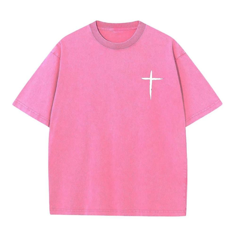 Men's Christian Faith T-Shirt Cotton Short Sleeve Graphic Tee Jesus Cross Print Casual Loose Fit Big Size Streetwear Gift