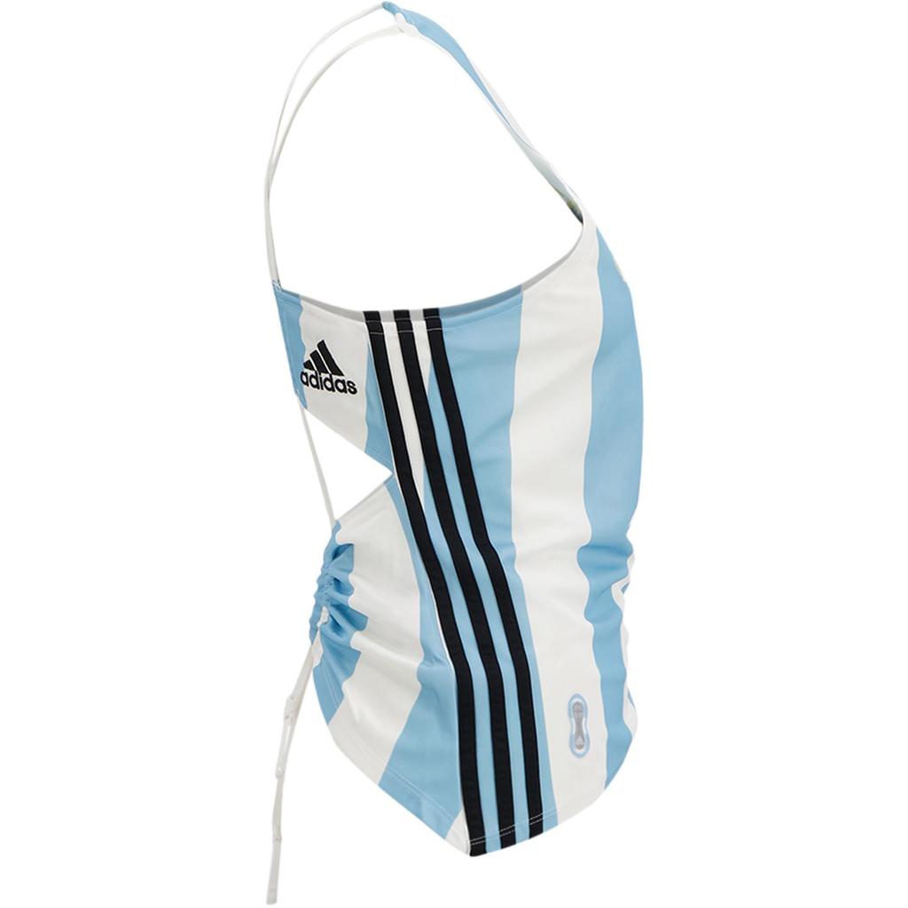 adidas Argentinien Brieflogo Gestreift Ärmellos One-Shoulder T-Shirt Damen Oberteile KE2295