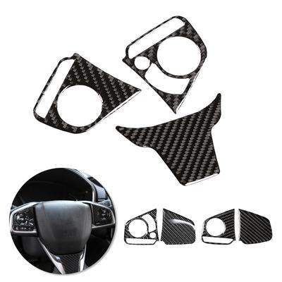 For Honda Civic 10th Gen 2016 2017 2018  Car-styling Interior Steering Wheel Panel Carbon Fiber Cover Decorative Sticker