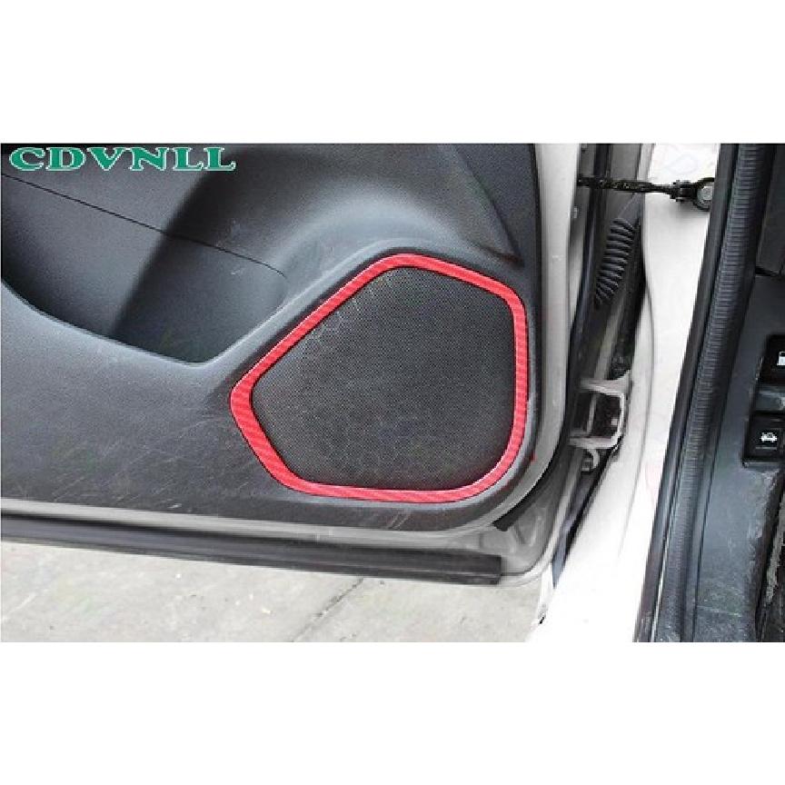 Inner Door Speaker Horn Cover Trim For Honda Fit/Jazz 2014- Red Carbon Fiber
