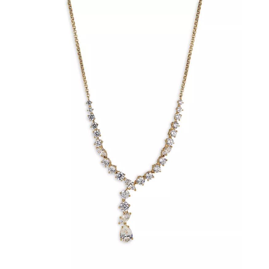 Retro 18K Gold Plated Tassel Zircon Cuban Chain Necklace In Frosted Gold Copper.