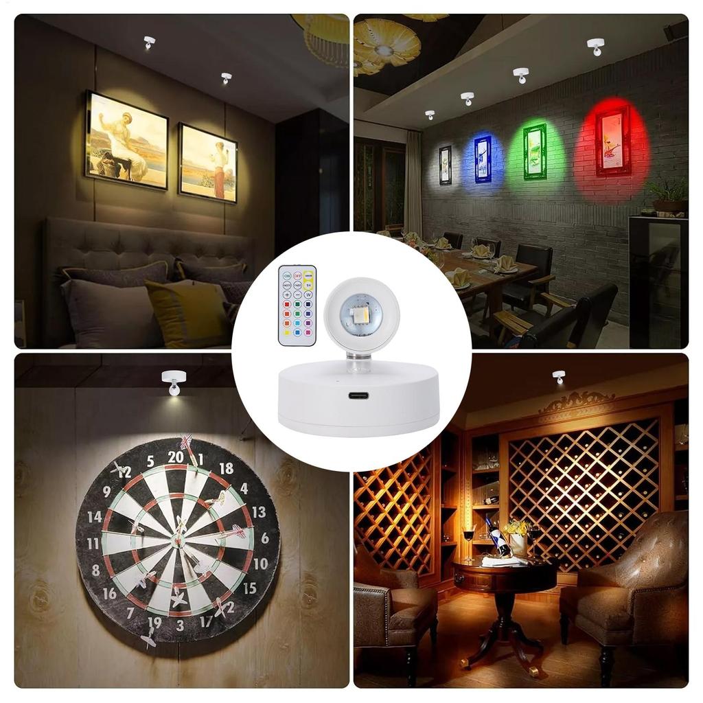 Wireless Uplighting for Plants Remote Control Rechargeable Accent Spotlights Wireless Plant Spotlight Room Ambient Lighting