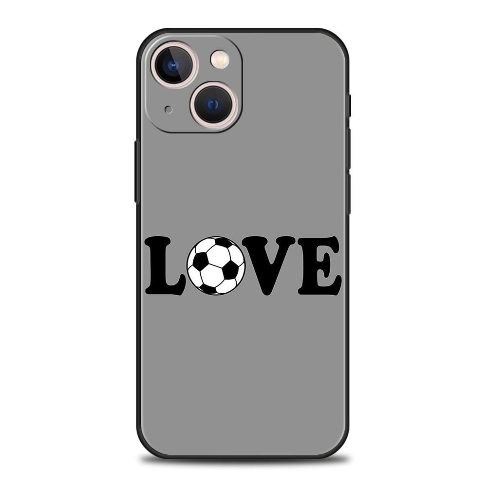 Phone Case For iPhone 17 16e 15 14 13 12 11 Pro Max SE 7 8 Plus Shell iPhone 16 Soft TPU Cover Soccer Heartbeat