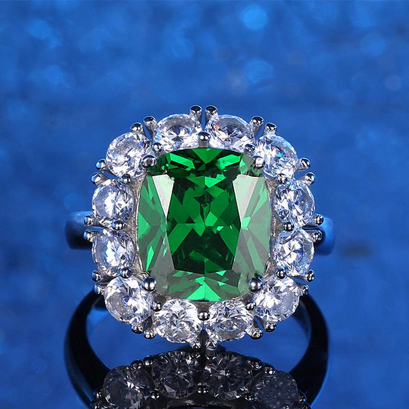 **European Style Red Sapphire & Emerald Women's Ring, S925 Silver with Simulated Diamonds**