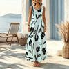 Minimalist U-Neck Sleeveless Loose Dress,Fresh Floral Print,Lightweight Fabric,Ideal for Beach Vacation,Daily Casual,Travel Photos Versatile Fashion