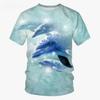 Summer Ocean Themed Printed Casual Breathable Comfortable Short Sleeved T-shirt- Soft Medium Elastic Polyester Fiber Fabric Summer Loose Casual Wear