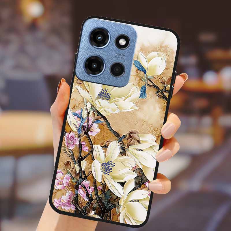 For Motorola G 5G 2025 Phone Case Bumper Soft TPU Silicone Back Cover 3D Flower Emboss Shell For Motorola Moto G 5G Fundas Coque