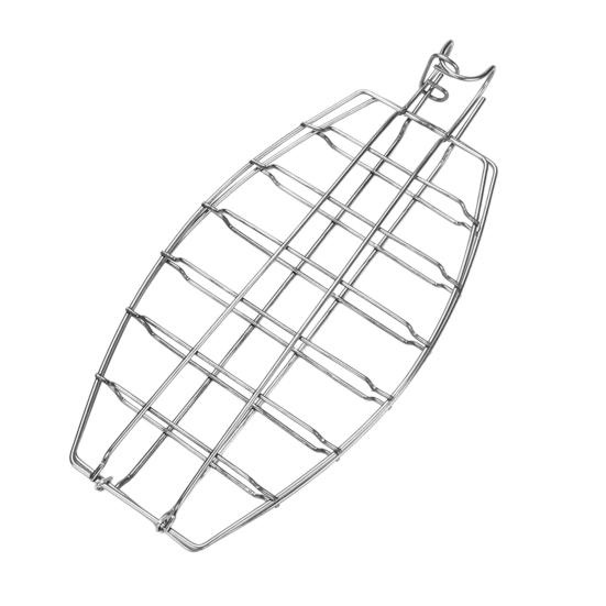 Grilled Fish Basket Stainless Steel Hanging Fish Grill Rack Adjustable Locking Hinges Flipping Fish Grill Tool for Whole Fish & Seafood