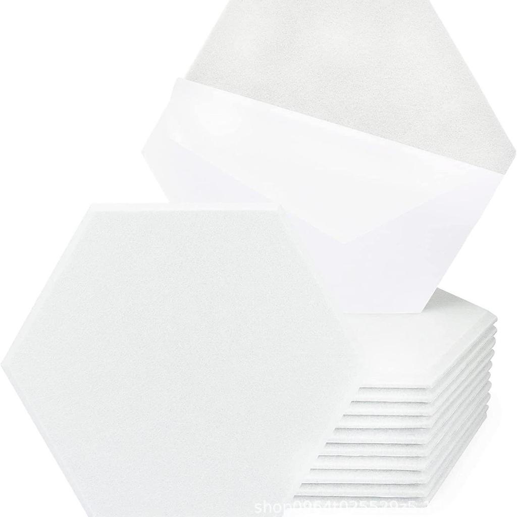 12-Piece Hexagonal Polyester Fiber Sound-Absorbing Panels - Cork Board Alternative
