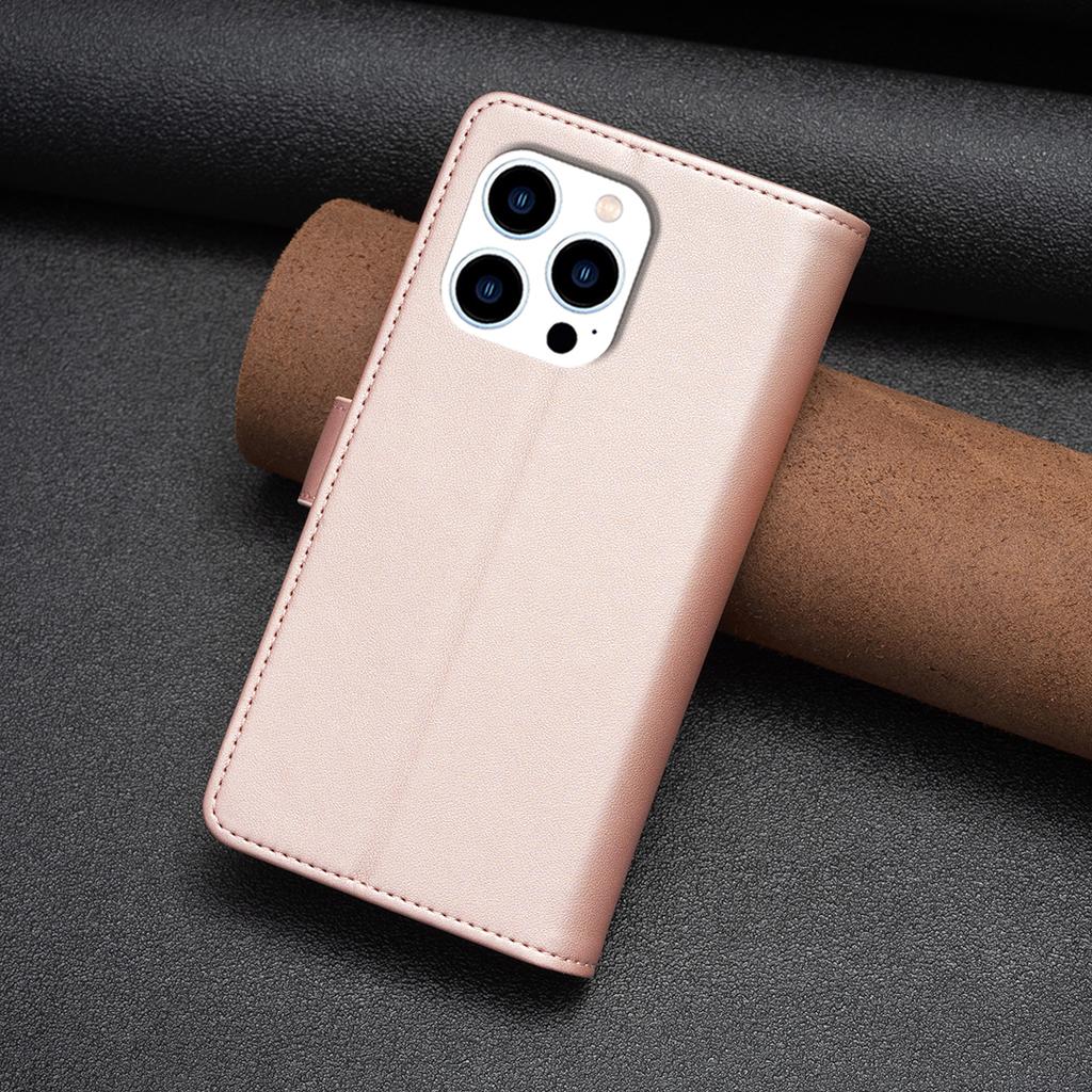 BF Style-19 For iPhone 15 Pro Zipper Pocket PU Leather Case Wallet Stand Phone Cover