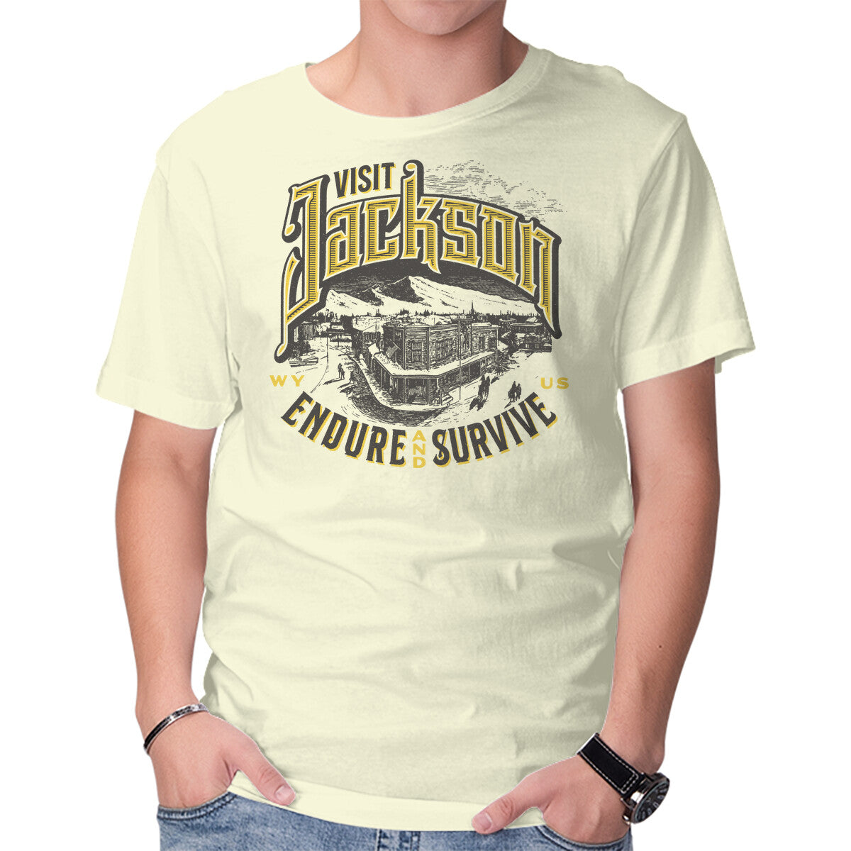Unisex Crew Neck T-Shirt Visit Jackson Graphic Short Sleeve Casual Tee S