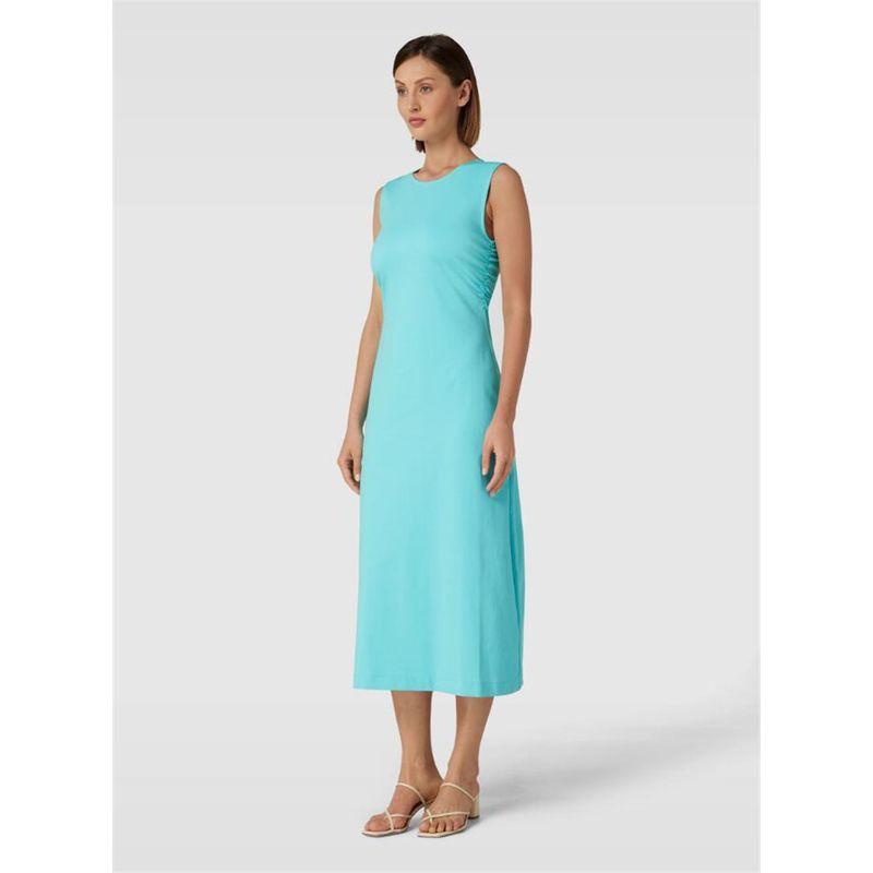 

Export German Single Cotton Blended Silm Stretch Three-Dimensional Cut Women s Summer Sleeveless A- line Dress Maxi Dress Lake Blue 40