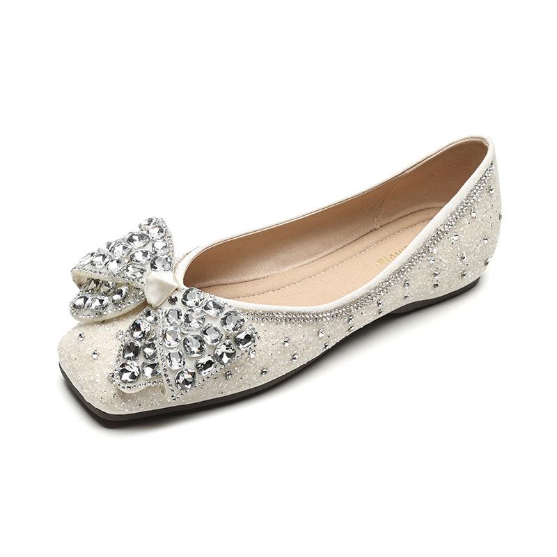 Weiwei Girl 5933-8 Rhinestone Pointed Toe Flats Low-Cut Slip-On Moccasins 2023