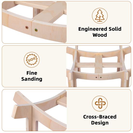 Pet Couch Sofa Elevated Wooden Cat Bed with Fluffy Removable Cushion, Petal Shaped Sofa, Raised Kitty Lounge Chair 40lbs Capacity, for Indoor