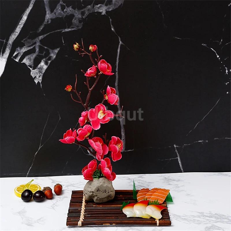 plate tray beauty seafood Sushi Decorating Flowers tree Plants Artistic Conception Decorating Ornament Creative Peach blossom