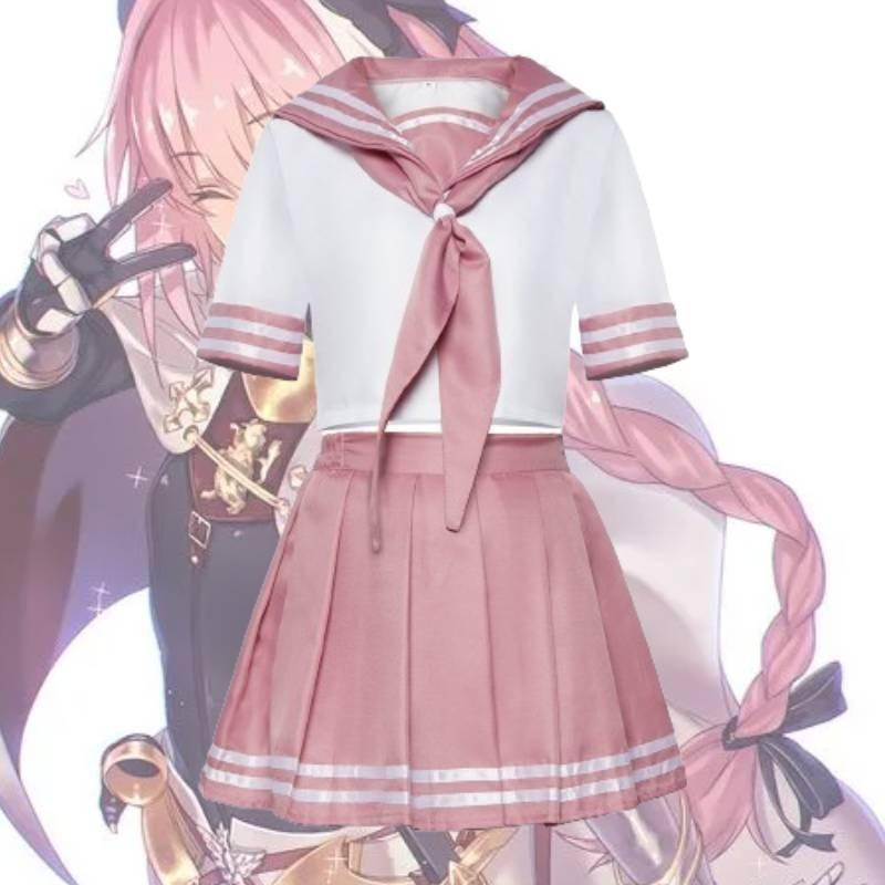 Fate Astolfo Cosplay Sailor Uniform With Butterfly Bow Japanese Student Socks