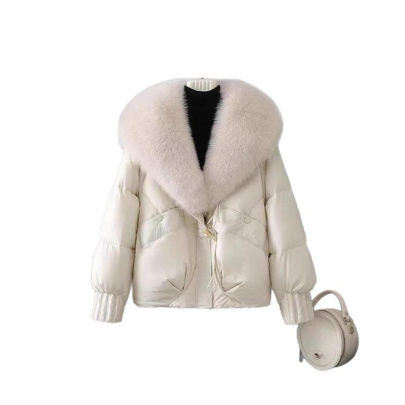 Hochwertige Baumwollkleidung mit großem Pelzkragen für Damen, Herbst und Winter, neues Design mit Clip, verdickt, warme Jacke