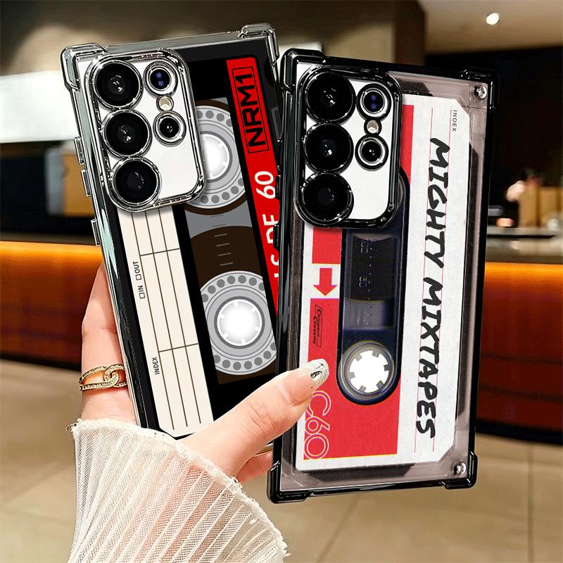 Vintage 90S Cassette Tape Pattern Soft Phone Case For Samsung Galaxy S26 Ultra S25 Edge S24 FE S23 Plus S22 S21 + S20 Plating An