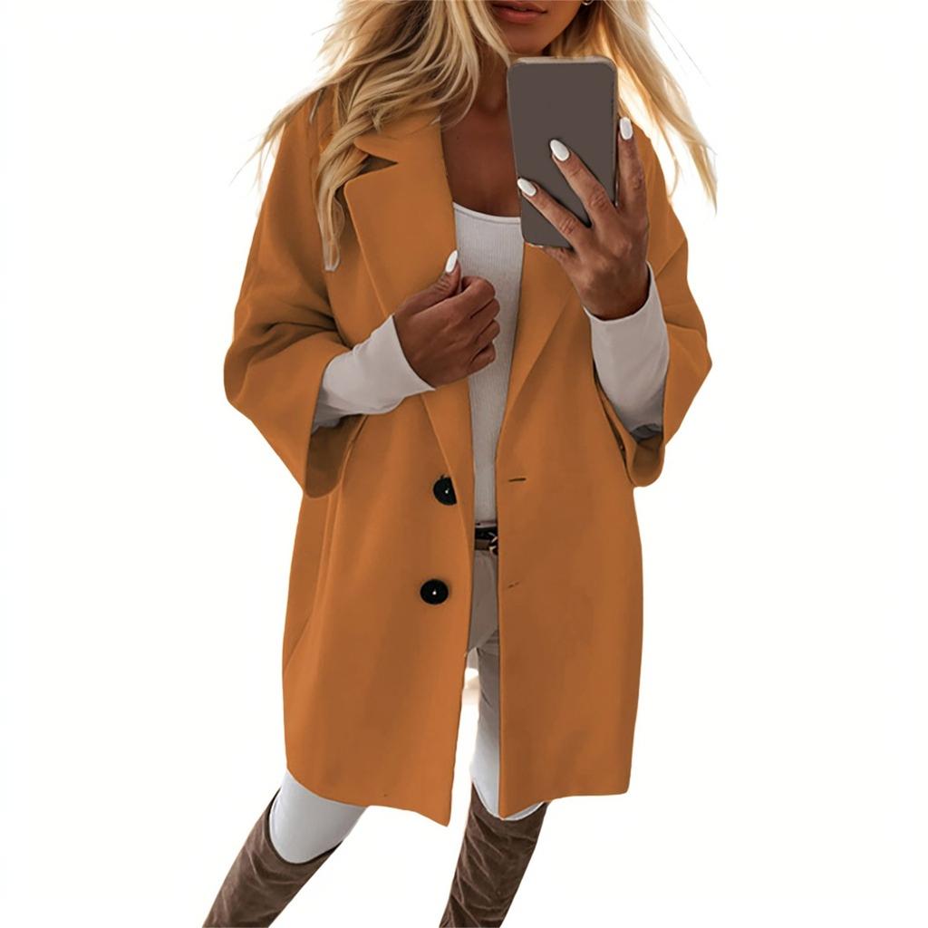 Women's Fashion Jacket Casual Solid-color 3/4 Sleeve  Button-down Pocket Cardigan Coat