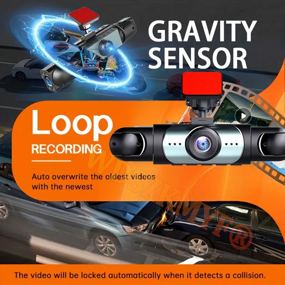 360° Car Dash Cam 4 Channels Video Recorder 1080P Car DVR 3/4 lens Front inside Rear View Night Vision Camera Car Accessories