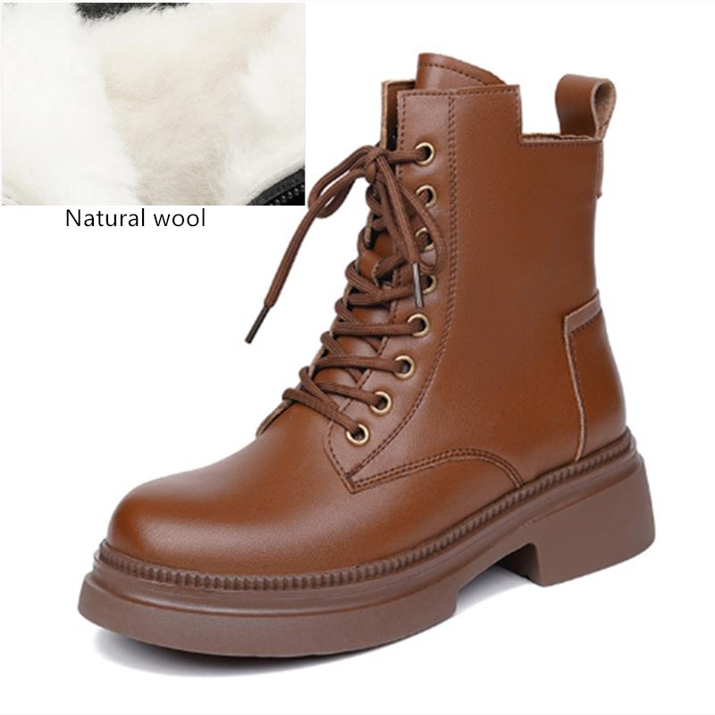Fashion AIYUQI Ankle Boots Ladies 2025 New Genuine Leather Retro Platform Women Rider Boots Natural Wool Ladies Booties
