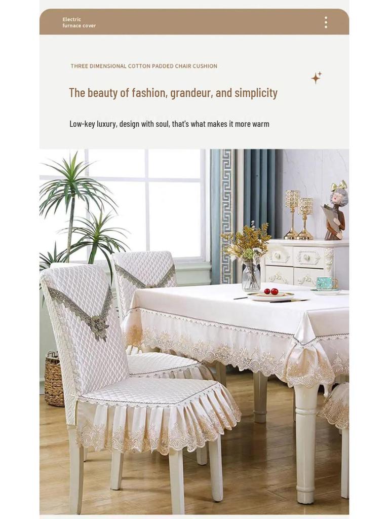 All-Season Dining Chair Cover with Built-In Backrest Pad and Cotton Padding