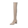 Boots Women's Elastic Boots Pointed High Heel Boots Women's Over-Knee Boots Suede High Boots Khaki