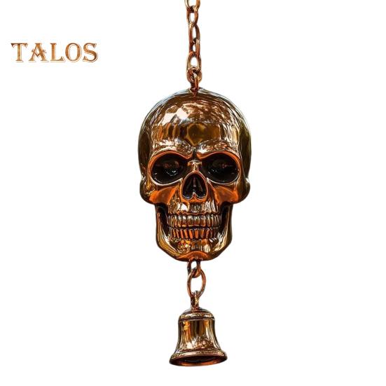

Готический череп в виде колокольчика ветра, устойчивый к погодным условиям, для внутреннего и наружного использования, для сада, патио, металлический винтажный череп, подвесной колокольчик ветра, украшение на Хэллоуин C