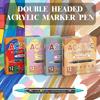 Premium Direct Liquid Dual Tip Acrylic Marker 12 Colors Brush Soft&Fine Tip Marker Art Painting Pen For Rock Graffiti