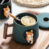 3D-Kaffeetasse mit süßer Hundestatue mit Deckel und Löffel, Teetassen mit 14,2 Unzen Keramikgriff, bemalte lustige Welpenfiguren-Tassen, Geburtstagsgeschenke, Trinkbecher