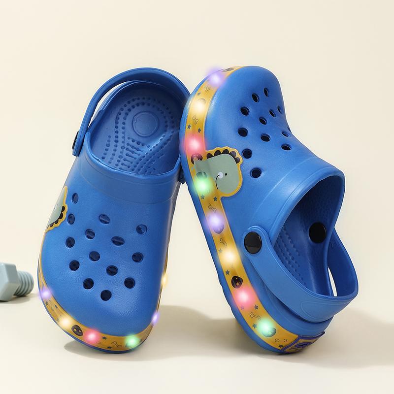 Summer Children Hole Sandals LED Lighted Flashing Light Shoes Boys Girls Beach Sandals Kids Garden Shoes Non-slip Sneakers New