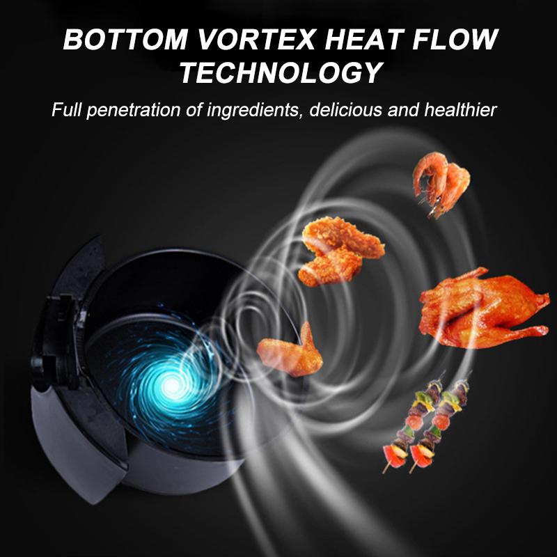 1350W Electric Deep Airfryer 5L Multifunction Air Fryer Chicken Oil Free Air Fryer Health Fryer Pizza Cooker Digital Thermostat