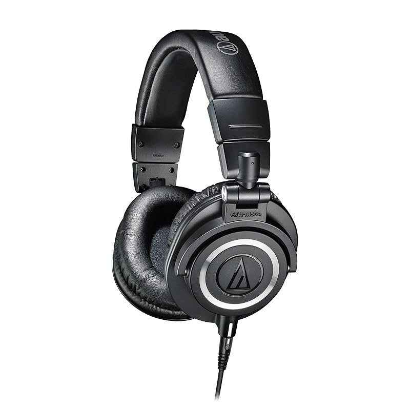 

Audio-Technica ATH-M50x Professional Wired Monitor Headphones for DTM, Recording, Mixing, Mastering, and Home Recording (Black) [Official Japanese