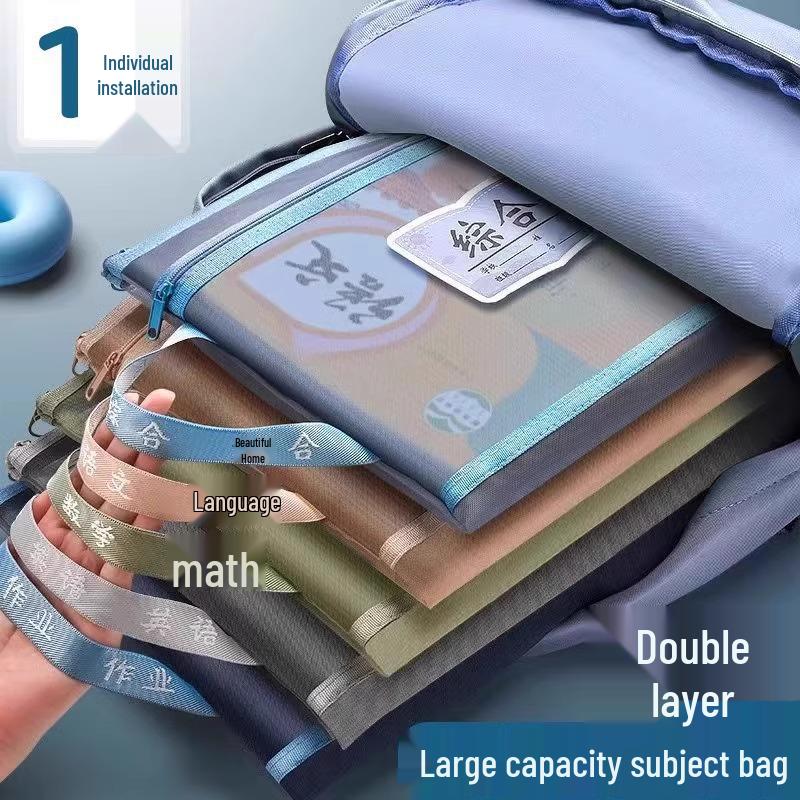 Double-layer Study Organizer: Transparent File & Homework Bag for Middle School Students