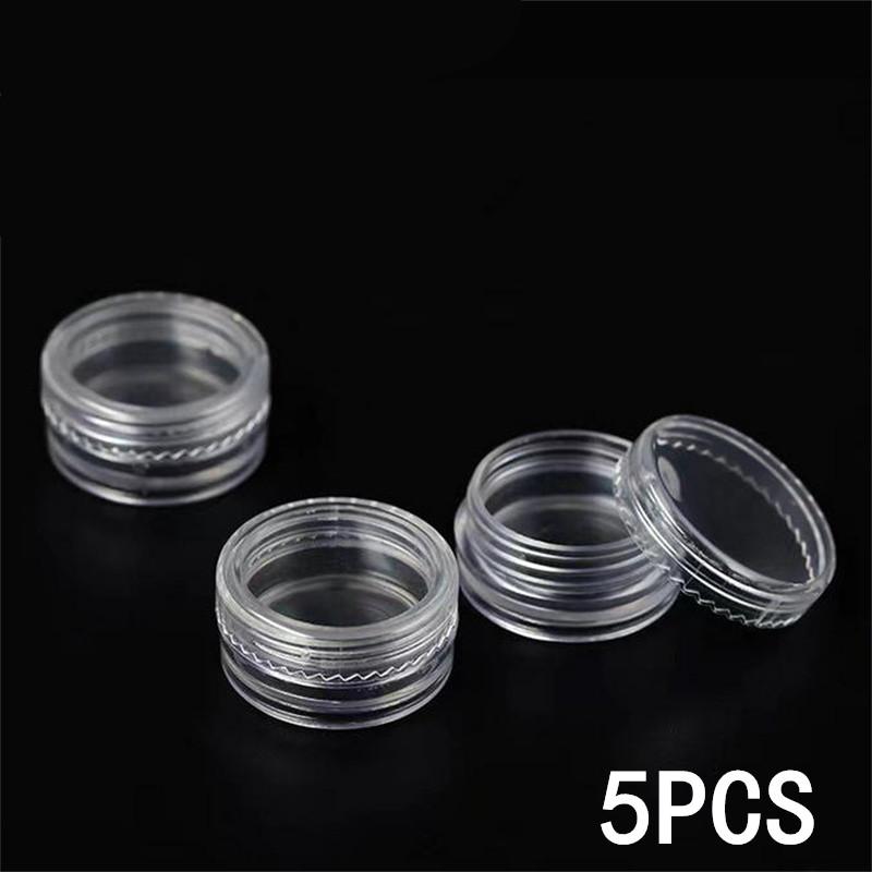 5/50pcs 5g Sample Clear Cream Jar Mini Cosmetic Bottles Containers Transparent Pot For Nail Arts Small Clear Can Tin For Balm