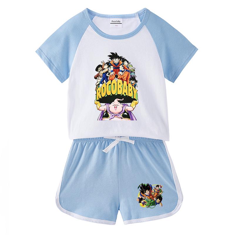 Children's Color Block Summer Sports Set: Hot Pants & Short Sleeve T-shirt for Boys and Girls