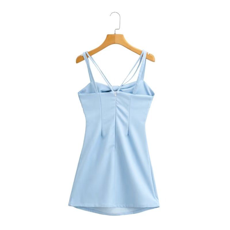 Women's Slim Fit Denim Sling Dress Bow