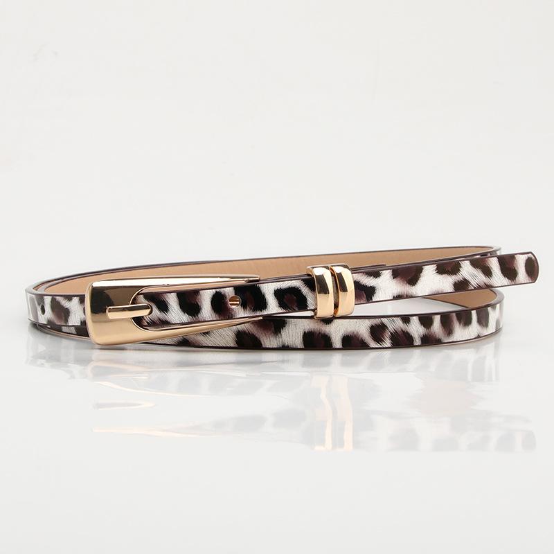 New Leopard Print Color Fashionable and Versatile Women's Fine Belt with Alloy Pin Buckle Pairs Well with Sweater, Dress and Suit Decorative Straps