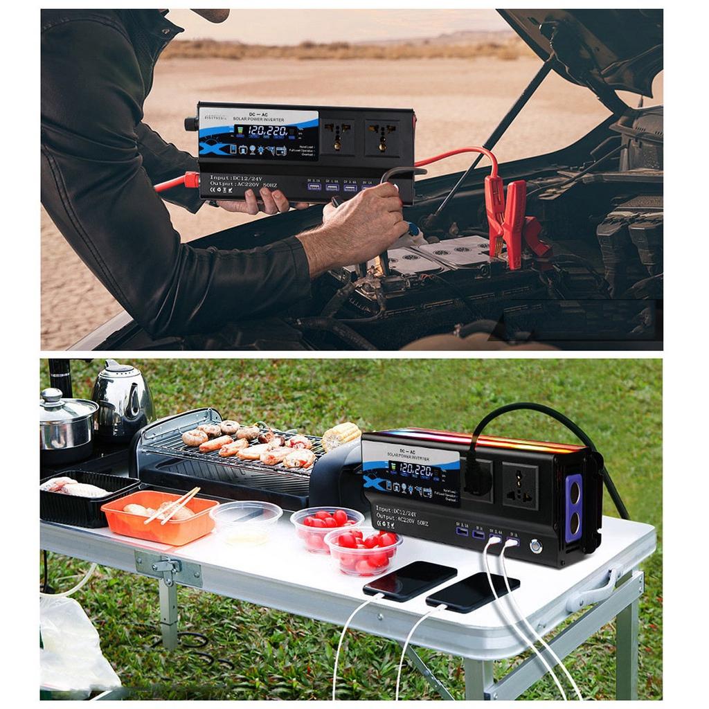 DC 12V/24V To AC 110/220V 50HZ 6000W Portable Car Power Inverter Charger Converter Adapter Universal Socket