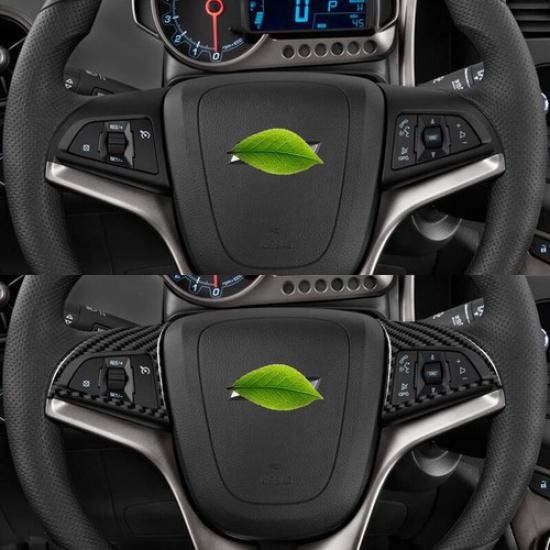 Carbon Fiber Steering Wheel Button Frame Cover For Chevrolet Sonic 2012-2016