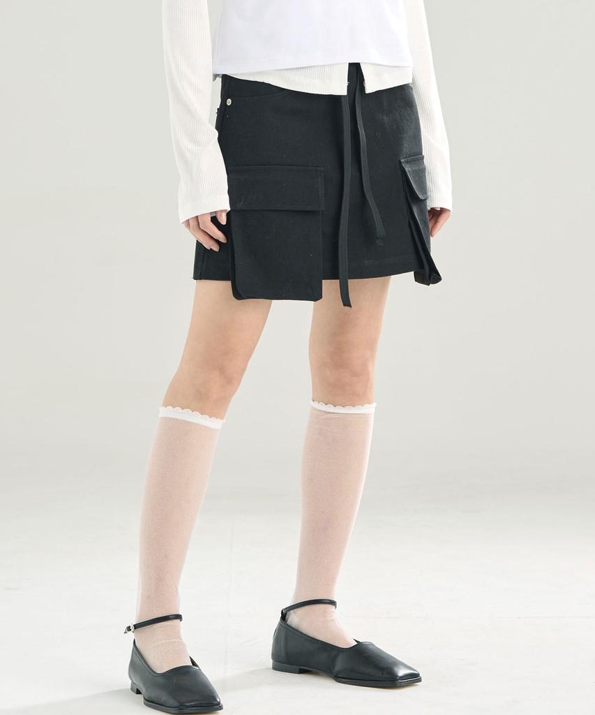 SEONEED Cargo Skirt Black