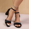 New summer fashion fairy style with skirt word with temperament medium high heel thick heel sandals