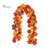 Holiday Gifts for Family Artificial Fall Maple Leaf Wreath, Autumn Vine with Pine Cones Pumpkins, Reusable Realistic Orange Red Leaves Hanging