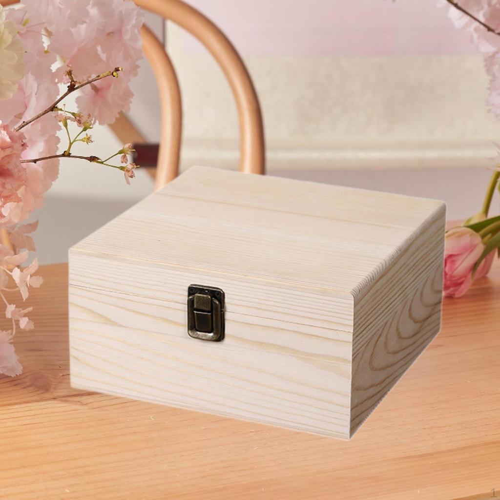 Wooden Box Bridesmaid Favor with Clasp Candy Case DIY Hinged Decorative Rustic Unfinished