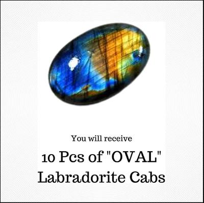 10 Pcs Natural Labradorite Mined Deep Colour Top Quality Oval Cabochon Loose Gemstone
