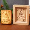 Wooden Cookie Molds for Christmas, DIY 3D Engraved Embossed Biscuit Gingerbread Cutter Moulds, Xmas Tree Reindeer Santa Claus