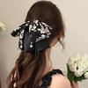 Elegant French Retro Bow Ponytail Clip and Ink Wash Skirt Hair Tie for Women